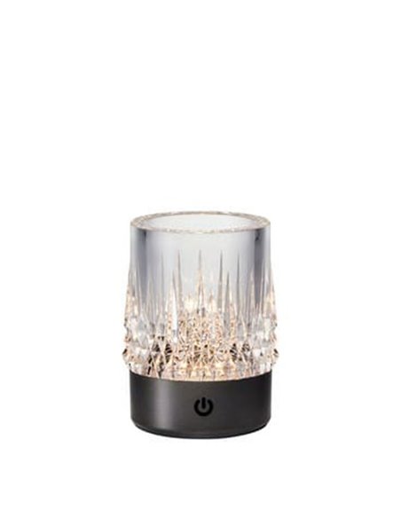 Luz LED de mesa exterior con forma de vaso LAX, 1W 3000K, base negro níqel, recargable
