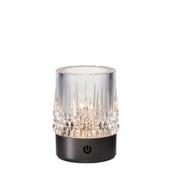 Luz LED de mesa exterior con forma de vaso LAX, 1W 3000K, base negro níqel, recargable