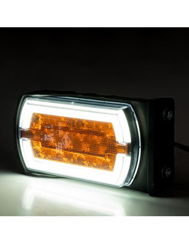 Phare LED de position avec support latéral avec feu de position néon et feu clignotant A 1 CleoFront 12V 24V