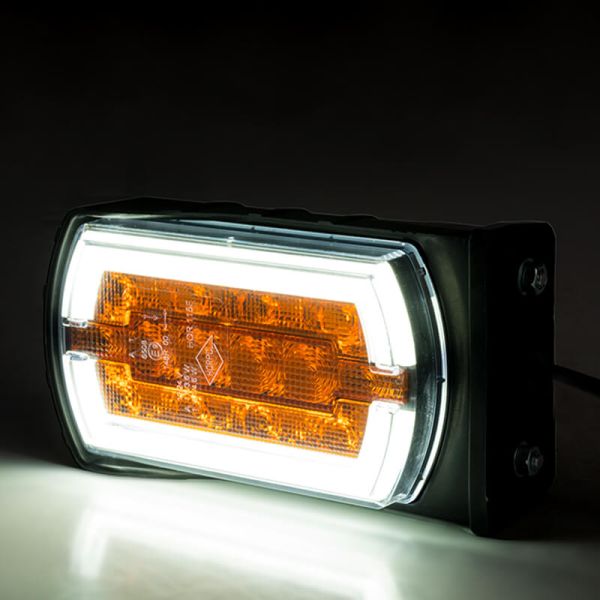 Phare LED de position avec support latéral avec feu de position néon et feu clignotant A 1 CleoFront 12V 24V