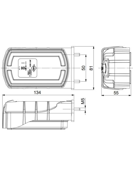 Medidas de Farol de LED com apoio lateral com Luz de Posição Neon e Luz Piscante A 1 CleoFront 12V 24V