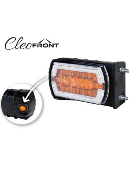 Phare LED avec support et clignotant latéral et avec feu de position néon et clignotant A 1 CleoFront 12V 24V