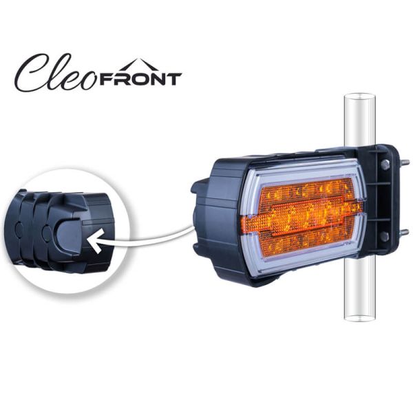 Farol de LED CLEOfront LZD 2789/R2 12/24V com luz neon e pisca | Montagem em tubo A 1 R10 de Ø20–30 mm