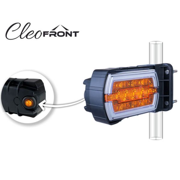 Faro Delantero LED CLEOfront LZD 2789/R1 12/24V con Luz NEON e Intermitente Lateral para Montaje en Tubo A 1 R10