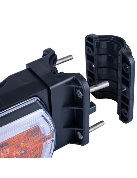 Support de phare LED CLEOfront LZD 2789/R1 12/24 V avec néon et clignotant latéral pour montage sur tube A 1 R10