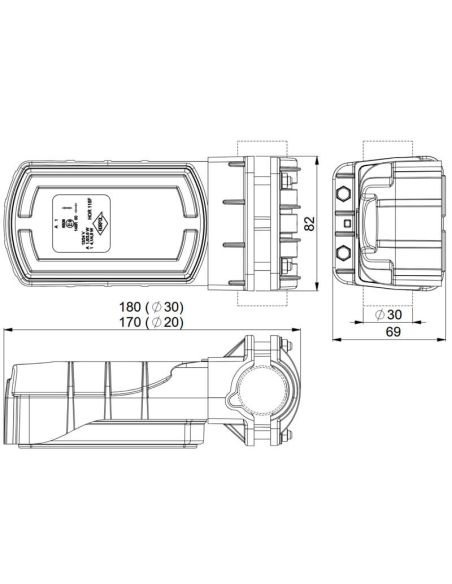 MEdidas Faro Delantero LED CLEOfront LZD 2789/R1 12/24V con Luz NEON e Intermitente Lateral para Montaje en Tubo A 1 R10