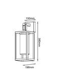 Aplique exterior clásico tipo farol blanco ALPS, con cilindro de cristal transparente E27 IP65