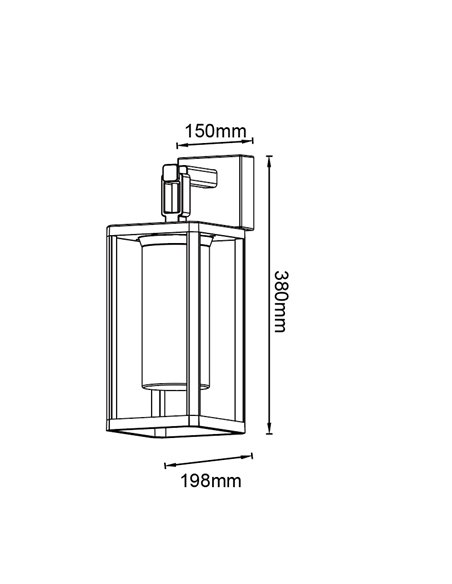 Aplique exterior clásico tipo farol blanco ALPS, con cilindro de cristal transparente E27 IP65