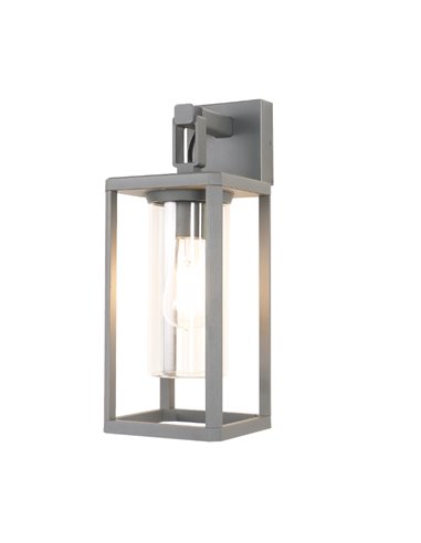 Luminária de parede externa ALPS cinza escuro, estilo lanterna, soquete E27 com vidro IP65.