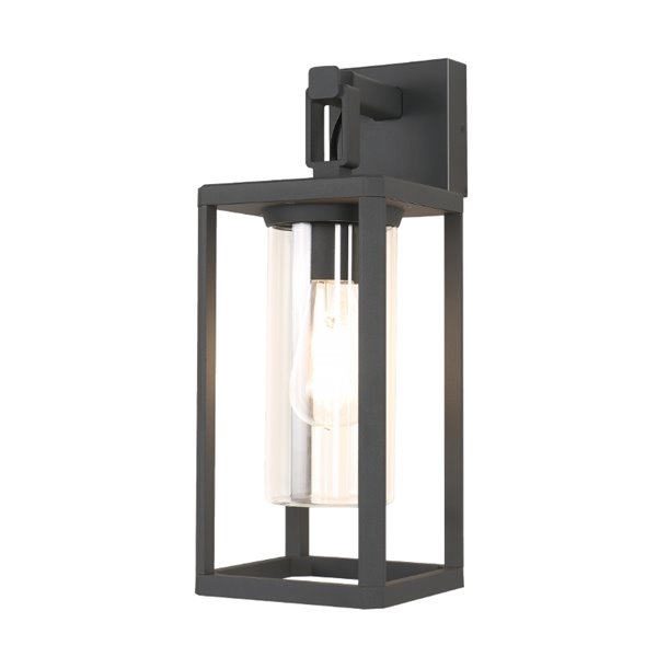 Lámpara de pared exterior ALPS negra tipo farol con cristal E27 IP65