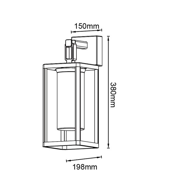 Lámpara de pared exterior ALPS negra tipo farol con cristal E27 IP65