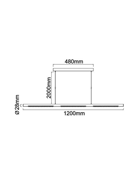 Lámpara LED colgante lineal 28W MECA blanca, 1200mm de largo, 2100/2250Lm 3000K/4000K