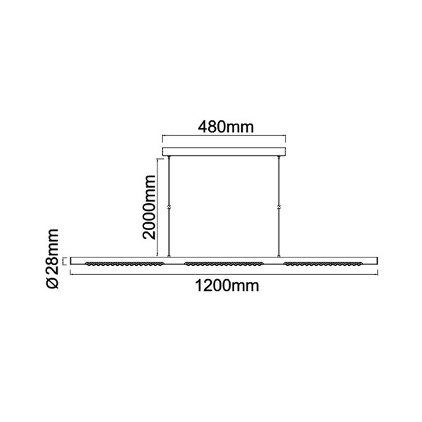Lámpara LED colgante lineal 28W MECA blanca, 1200mm de largo, 2100/2250Lm 3000K/4000K