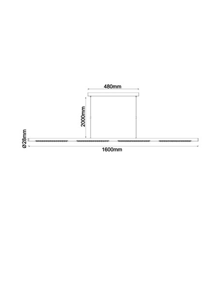 Lámpara LED lineal colgante 38W MECA negra, 1600mm de largo, 2850lm/3200lm 3000K/4000K