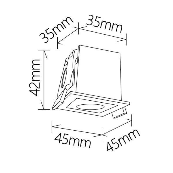 Spot LED encastrable carré 1L blanc BLAU, 45mm découpé en 40x40mm, 3W 165Lm 3000K