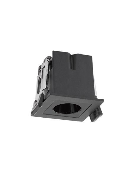 Foco LED de empotrar cuadrado 1L negro BLAU, 45mm corte en 40x40mm, 3W 165Lm 3000K
