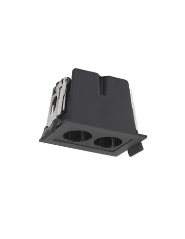 Foco rectangular LED de empotrar 2L negro BLAU, 68x45mm en corte de 60x40mm, 6W 360Lm 3000K