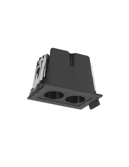 Foco rectangular LED de empotrar 2L negro BLAU, 68x45mm en corte de 60x40mm, 6W 360Lm 3000K