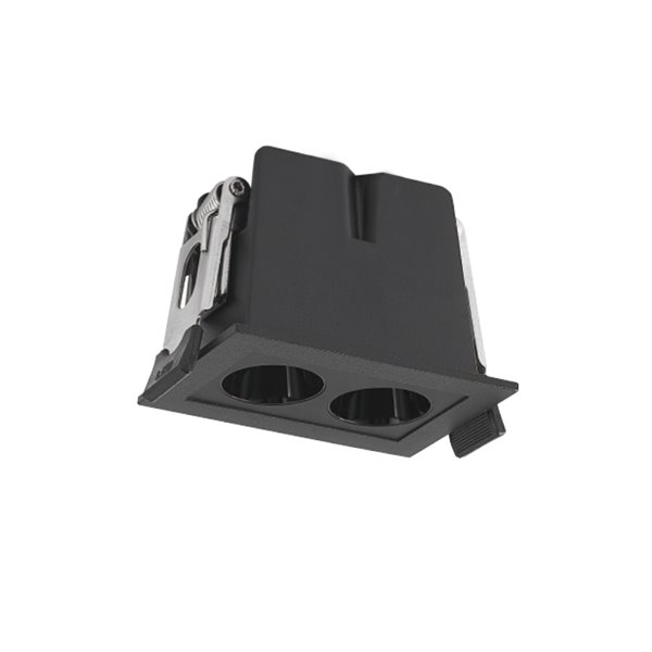 Foco rectangular LED de empotrar 2L negro BLAU, 68x45mm en corte de 60x40mm, 6W 360Lm 3000K