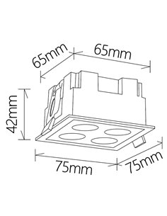 Spot LED encastrable carré 4L blanc BLAU, 75x75mm dans une découpe 70x70mm, 10W 750Lm 3000K 2