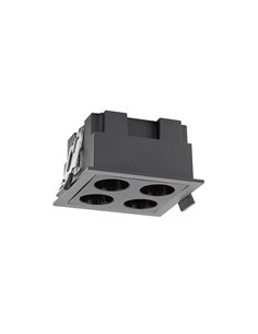 Spot LED quadrado embutido 4L preto BLAU, 75x75mm com recorte 70x70mm, 10W 750Lm 3000K