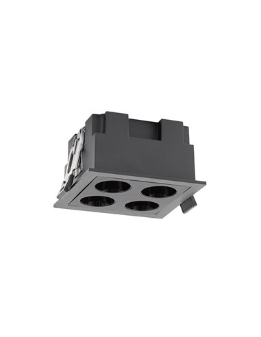 Foco para empotrar cuadrado LED 4L negro BLAU, 75x75mm en corte de 70x70mm, 10W 750Lm 3000K