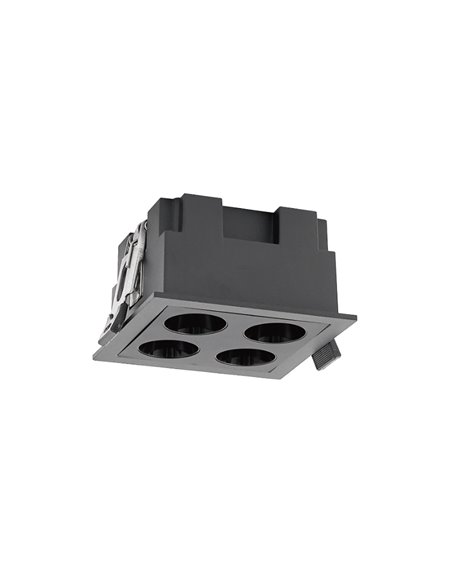 Spot LED quadrado embutido 4L preto BLAU, 75x75mm com recorte 70x70mm, 10W 750Lm 3000K