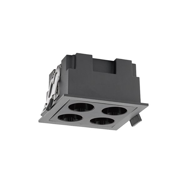 Foco para empotrar cuadrado LED 4L negro BLAU, 75x75mm en corte de 70x70mm, 10W 750Lm 3000K