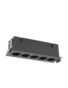 Foco LED de empotrar 5L negro BLAU, 147x45mm en corte de  140x40mm, 12W  840Lm 3000K