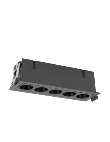 Foco LED de empotrar 5L negro BLAU, 147x45mm en corte de  140x40mm, 12W  840Lm 3000K