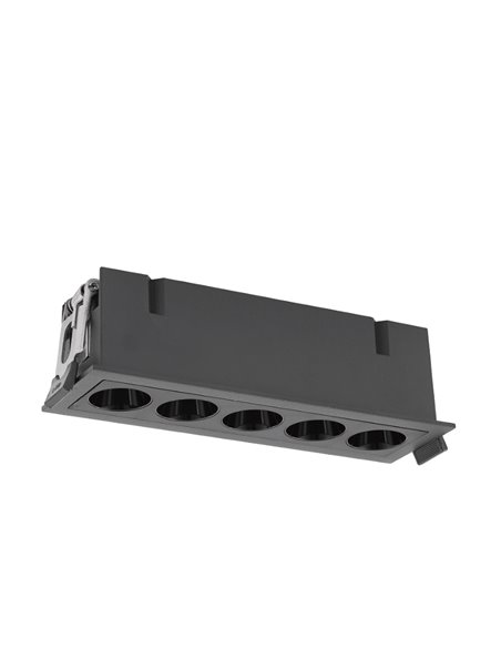 Spot LED encastré BLAU noir 5L, 147x45mm dans une découpe 140x40mm, 12W 840Lm 3000K