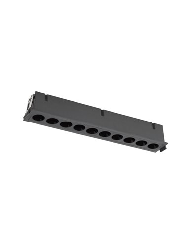 Foco alargado para empotrar LED 10L negro BLAU, 24W 1680Lm 3000K