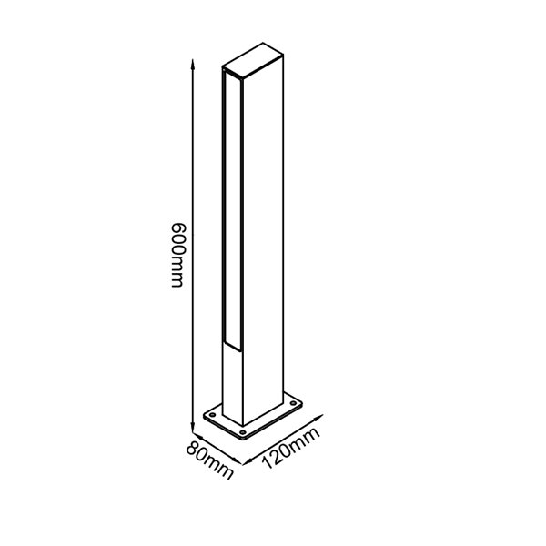 Poste LED minimalista, cinza escuro, 10W, 690Lm, 3000K, IP65, 60cm
