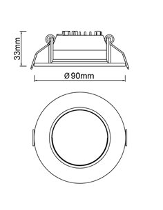 Downlight LED CCT NASAO 6W embutido, branco, Ø 85 mm com recorte de 75 mm 2