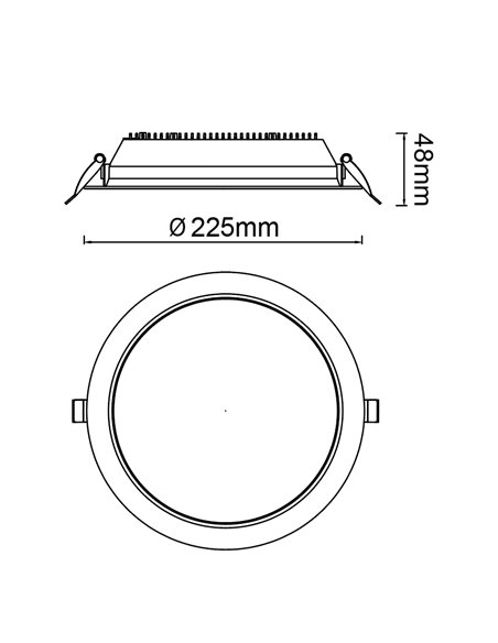 Downlight LED empotrable CCT 30W NASAO blanco, Ø 220mm con corte de 200mm
