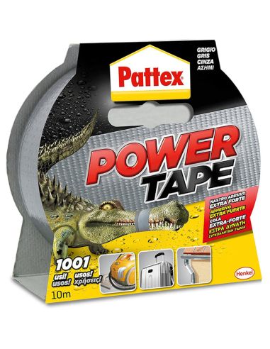 Fita adesiva cinza PATTEX Power Tape 50 mm x 10 m | À prova d'água e extra forte