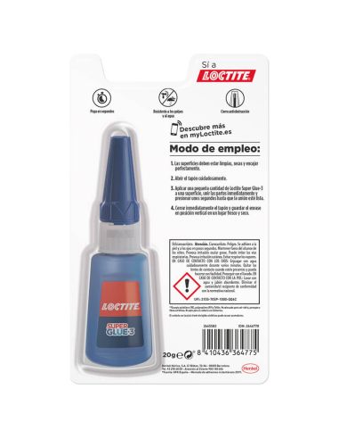 Trasera de LOCTITE SG3 XXL Pegamento Líquido Transparente 11g | Triple Resistencia y Secado Rápido