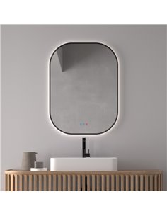 Espejo LED retroiluminado para baño con marco negro MENORCA Triple Touch Táctil CCT 3000K-4500K-6000K y Antivaho IP44 2