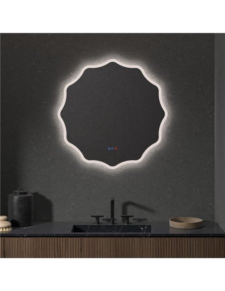 Espejo retroiluminado LED para baño ELCHE banda de luz frontal Triple Touch Táctil CCT 3000K-4500K-6000K y Antivaho IP44