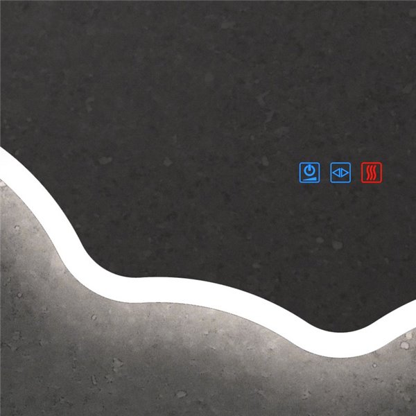 Miroir de salle de bain rétroéclairé LED ELCHE avec bande lumineuse frontale Triple Touch CCT 3000K-4500K-6000K et antibuée IP44