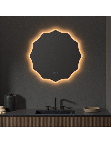 Espejo retroiluminado LED para baño ELCHE banda de luz frontal Triple Touch Táctil CCT 3000K-4500K-6000K y Antivaho IP44