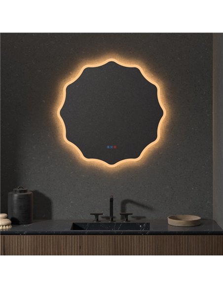 Espejo retroiluminado LED para baño ELCHE banda de luz frontal Triple Touch Táctil CCT 3000K-4500K-6000K y Antivaho IP44