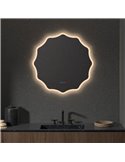 Miroir de salle de bain rétroéclairé LED ELCHE avec bande lumineuse frontale Triple Touch CCT 3000K-4500K-6000K et antibuée IP44