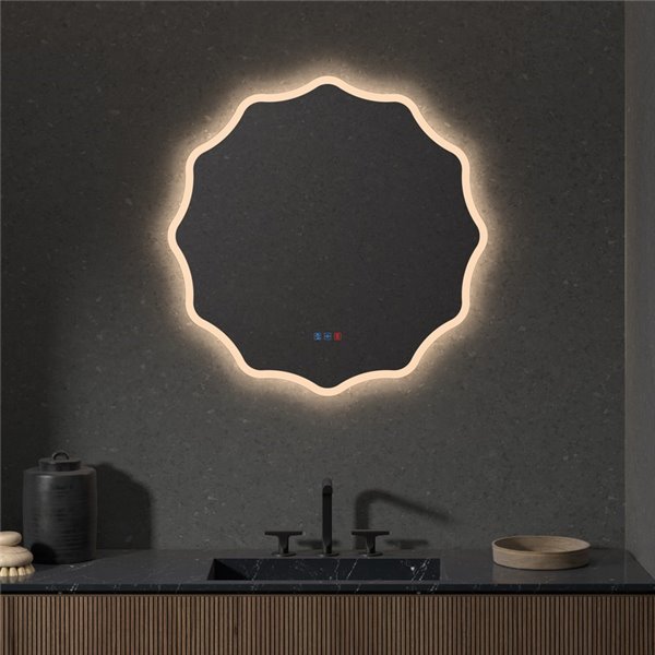 Espejo retroiluminado LED para baño ELCHE banda de luz frontal Triple Touch Táctil CCT 3000K-4500K-6000K y Antivaho IP44