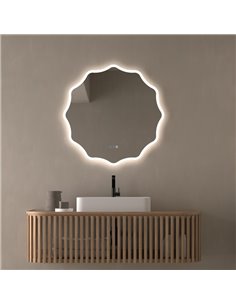 Espejo retroiluminado LED para baño ELCHE banda de luz frontal Triple Touch Táctil CCT 3000K-4500K-6000K y Antivaho IP44
