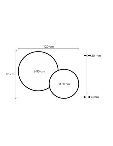 Miroir rond non éclairé OSIOS avec cadre noir 120x95cm
