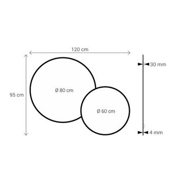 Miroir rond non éclairé OSIOS avec cadre noir 120x95cm