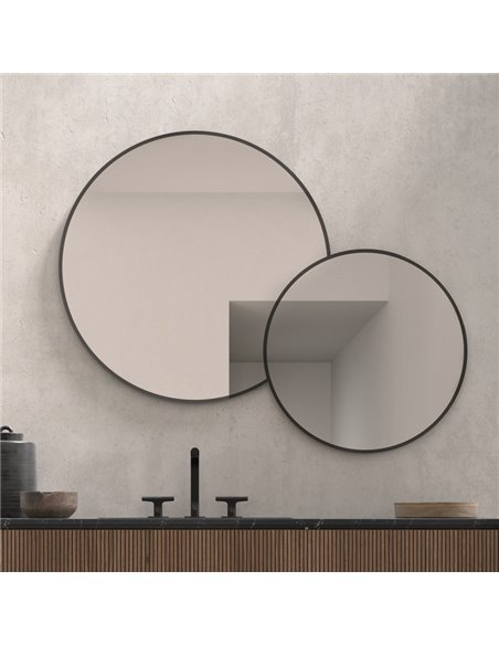 Miroir rond non éclairé OSIOS avec cadre noir 120x95cm