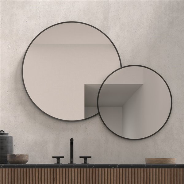 Miroir rond non éclairé OSIOS avec cadre noir 120x95cm