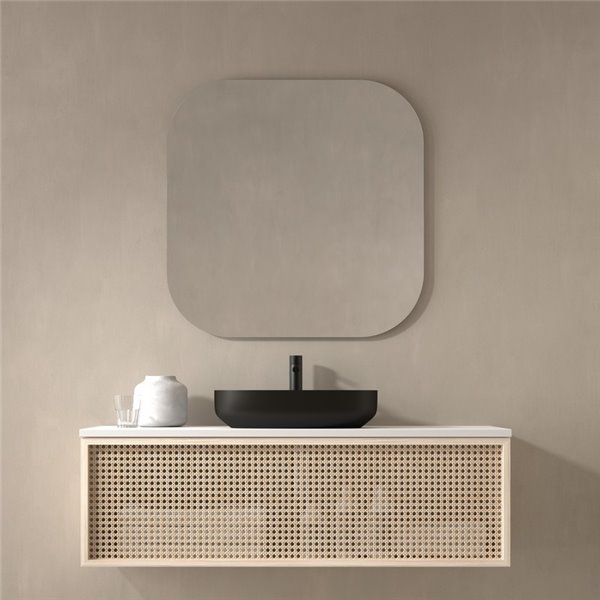 Miroir de salle de bain non éclairé à Istanbul, coins arrondis et bords polis, différentes tailles